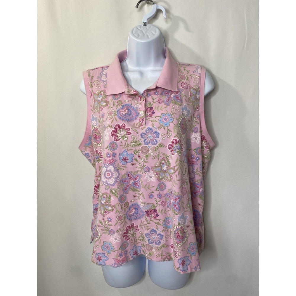 Lands End Womens Camp Counselor Shirt Size XL Preppy Golf Wear Bubblegum Pink